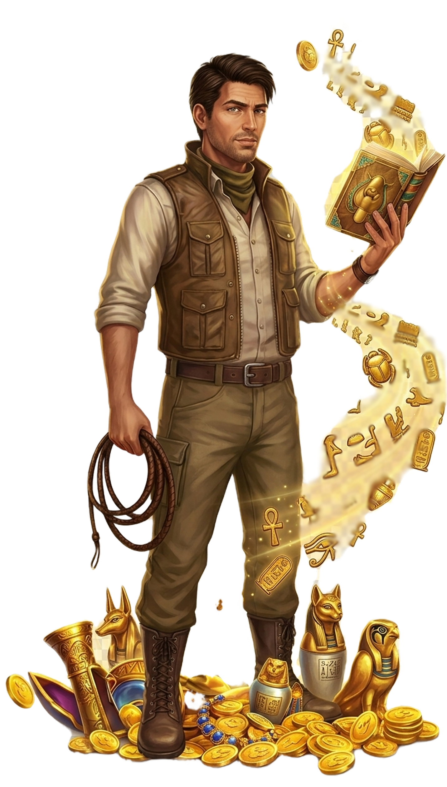 Book of the Dead Slot-Hero – Rich Wilde mit dem Buch bei BlitzBet Deutschland