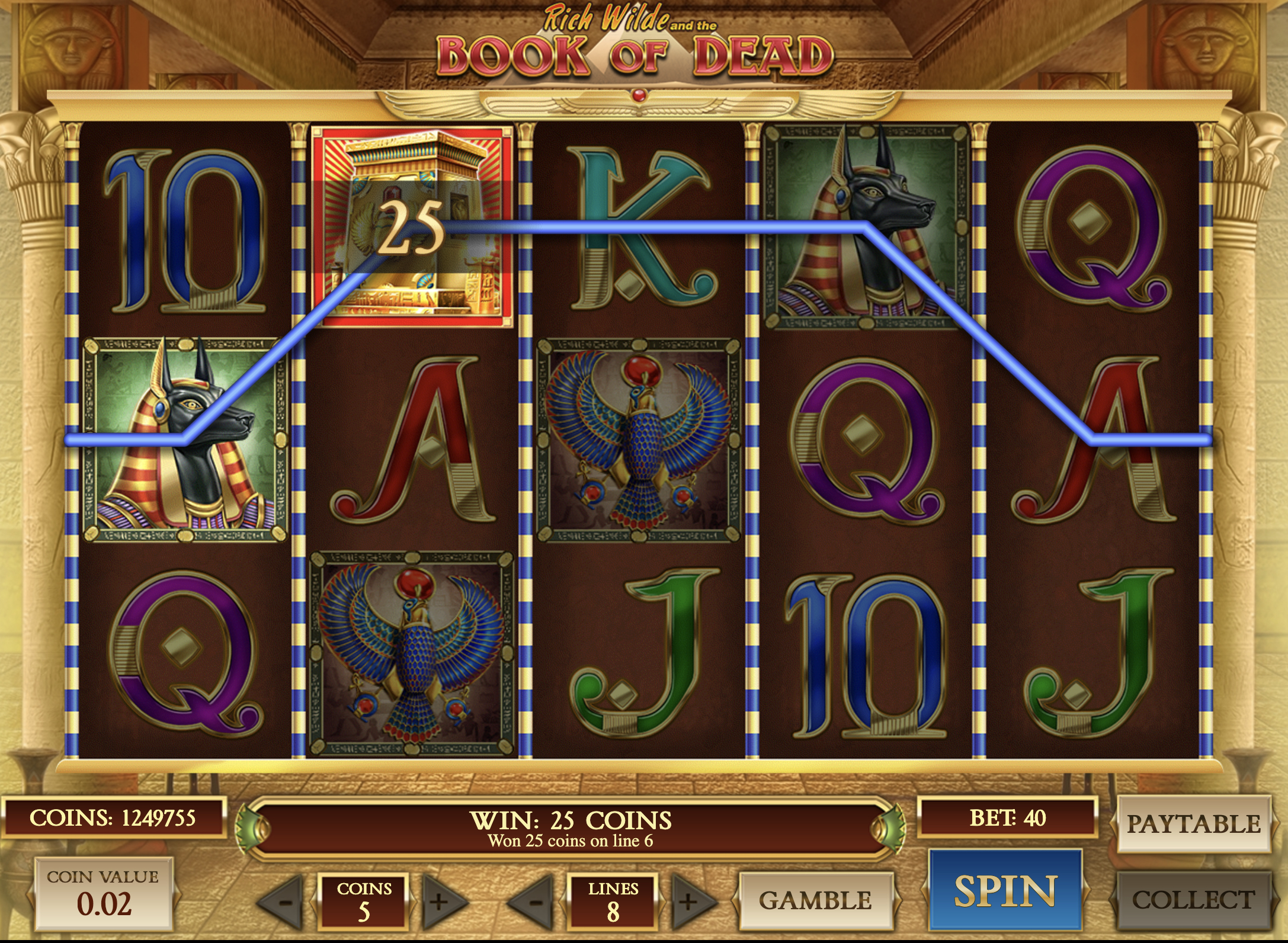 Book of the Dead Gewinn-Screenshot bei BlitzBet Deutschland